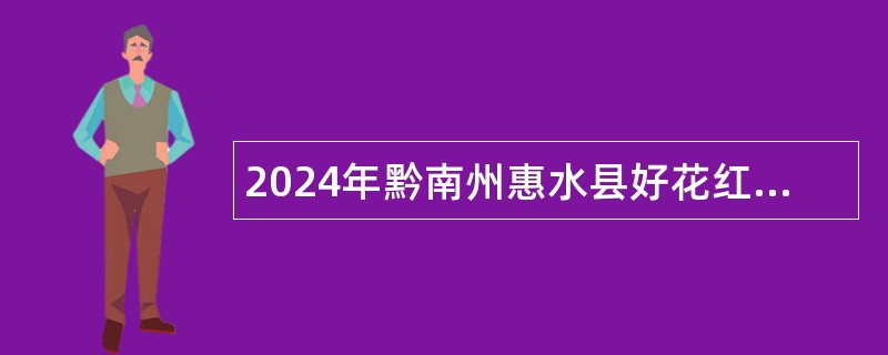 2024年黔南州惠水县好花红镇人民政府招聘禁毒专干工作人员简章