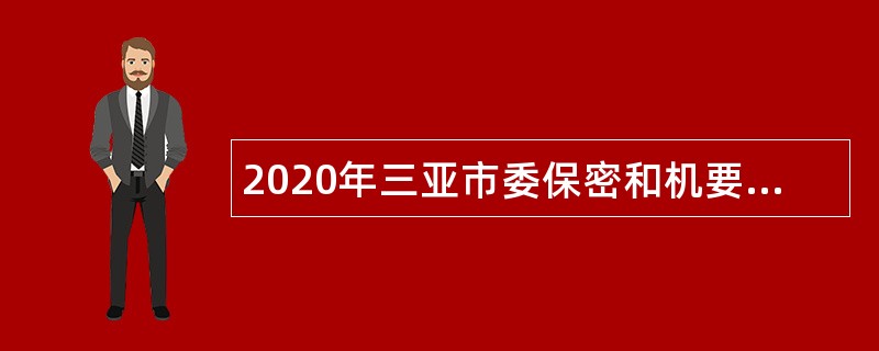 2020年三亚市委保密和机要局下属事业单位招聘公告（第1号）（海南）