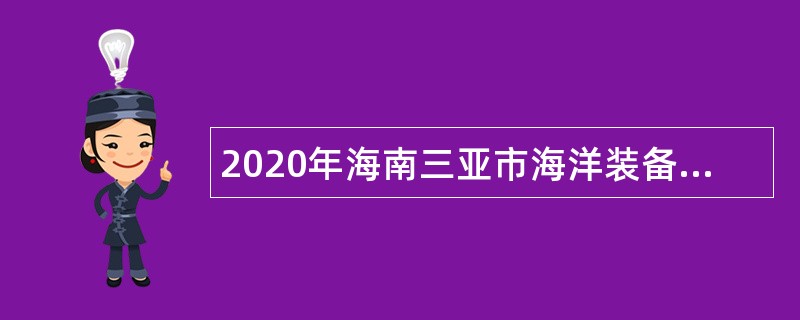 2020年海南三亚市海洋装备与运行管理中心高级工程师岗位招聘公告