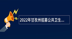 2022年甘孜州招募公共卫生特别服务岗项目人员公告
