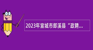 2023年宣城市郎溪县“政聘企培”事业单位储备人才引进公告