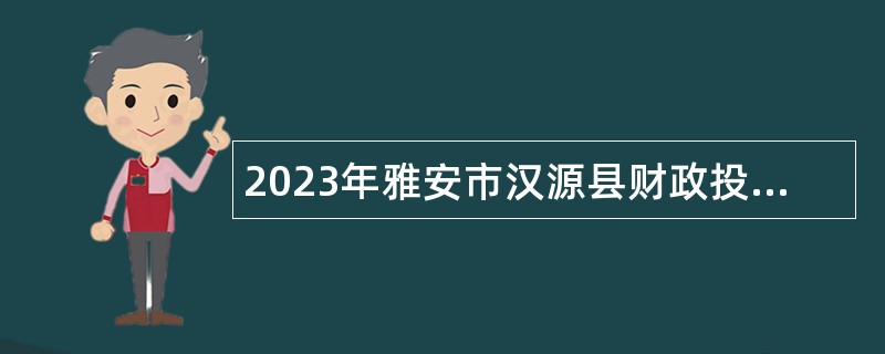 2023年雅安市汉源县财政投资评审中心招聘编外专业技术人员公告