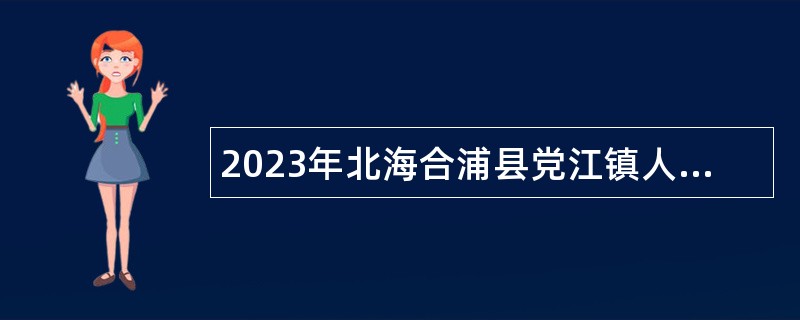 2023年北海合浦县党江镇人民政府招聘村级防贫监测信息员公告