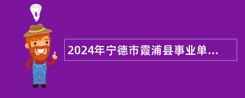 2024年宁德市霞浦县事业单位招聘紧缺急需及高层次人才计划公告